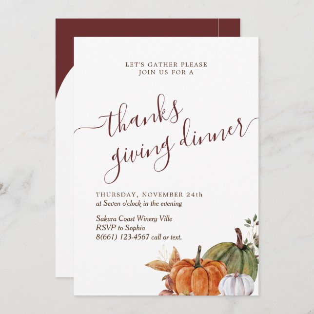 Convite Obrigados de Borgonha de Fotografias com Arch Míni (Frente/Verso)