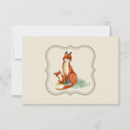 Convite Obrigados de Ilustração Momma Fox e Baby Watercolo