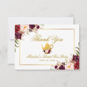 Convite Obrigados florais do tea party do chá de panela d