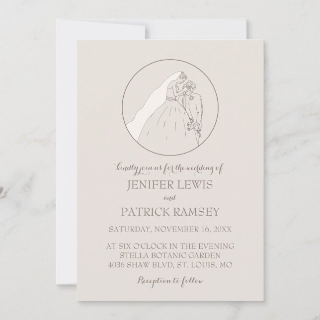 Convite Obrigados por vir ao nosso casamento. Os amantes b (Frente)