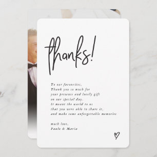 Convite Obrigados WEDDING foto com mensagem moderna manusc