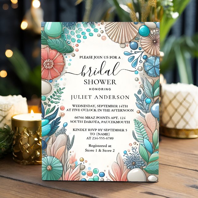 Convite Obter Chá de panela de Vidro do Mar Empilhado para (Criador carregado)