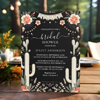 Convite Obter o Chá de panela Fiesta Cactus Viagem Mexican