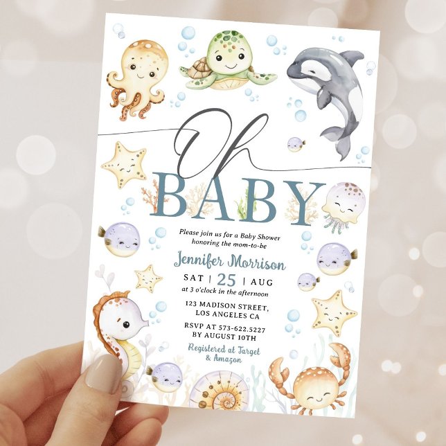 Convite Ocean Baby Shower Gender Neutral Under The Sea (Criador carregado)