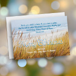 Convite Ocean Beach Dunes Merry Christmas Christian Cards<br><div class="desc">Praia duna cartão de Natal com escritura. Natal cristão, cartões planos com texto para personalizar com saudação, assinatura e escritura. O verso exemplo é do livro de Isaiah: Para nós uma criança é nascer, para nós um filho é dado, e ele será chamado de Conselheiro Maravilhoso, Deus Poderoso, Pai Everente,...</div>