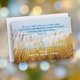 Convite Ocean Beach Dunes Merry Christmas Christian Cards