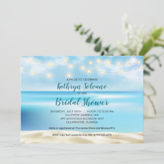 Convite Ocean Beach Fairy Lights Brent Chá de casamento