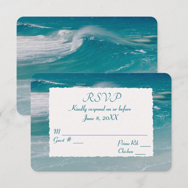 Convite Ocean Beach Wedding RSVP (Frente/Verso)