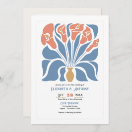 Convite Ocean & Coral Sand Abstract Floral Boho Wedding