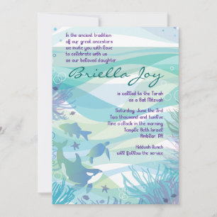 Convite Ocean Sea Life Bat Mitzvah