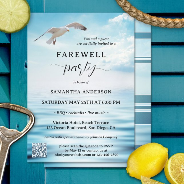 Convite Ocean Seagull Freedom Farewell Retirement Invitat (Criador carregado)