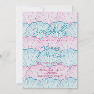 Convite Ocean Seashells e Sininhos de Casamento