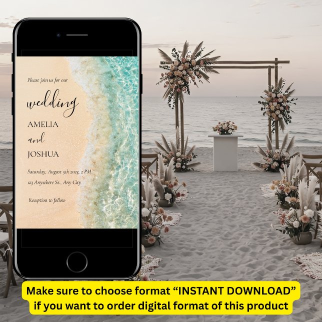 Convite Ocean Summer Blue Beach White Sand Festa de casame (Criador carregado)