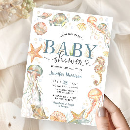 Convite Ocean Under The Sea Baby Shower Gender Neutral