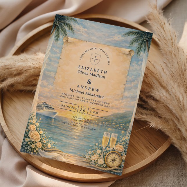 Convite Ocean View Cruise Wedding (Criador carregado)