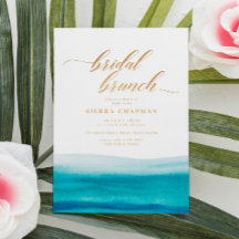 Ocean Watercolor Dourado Script Beach Bridal Brunc