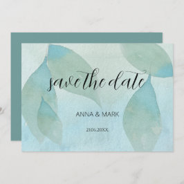 Convite Oceano Azul Verde Aquarela Transparente Original