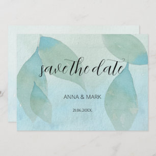 Convite Oceano Azul Verde Aquarela Transparente Original