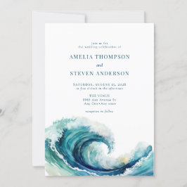 Convite Oceano de Aquarela | Casamento Marinho Azul