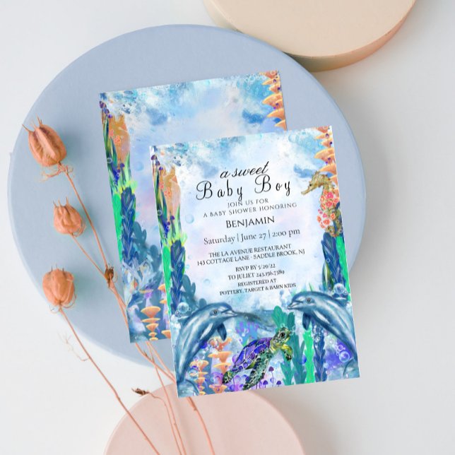 Convite Oceano de CoresMar de CoresConvite para Bebê (Criador carregado)