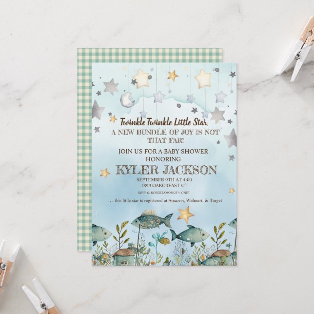 Convite Oceano Estrelado de Twinkle (Frente/Verso In Situ)