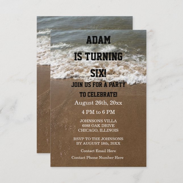 Convite Oceano Náutico de praia em festa de aniversário 20 (Frente/Verso)