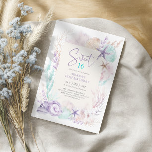 Convite Oceano sob o mar Sereia Doce 16 Aniversário