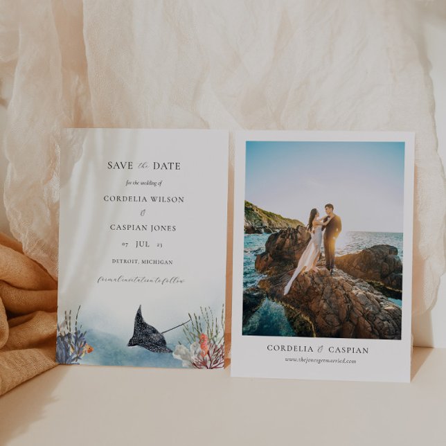 Convite Oceano Tropical Salve a Aquarela da Data (Criador carregado)