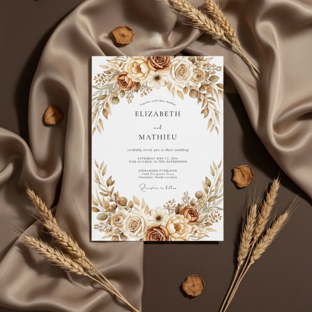 Convite Ochre Earthy Botanical Wedding (Criador carregado)