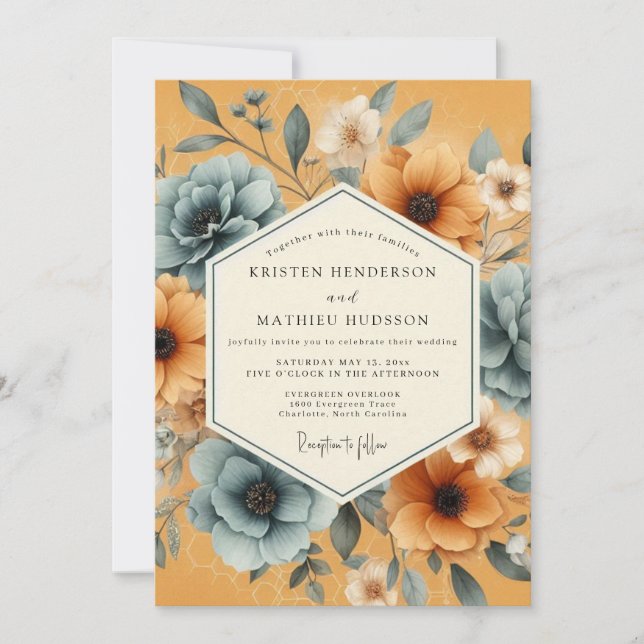 Convite Ochre Floral Whimsy Wedding (Frente)