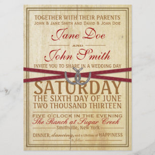 Convite ocidental, de madeira e vermelho do