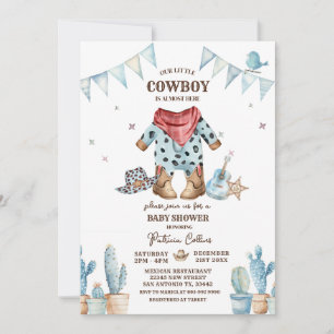 Convite Ocidental Nosso Pequeno Chá de fraldas Rodeo Cowbo
