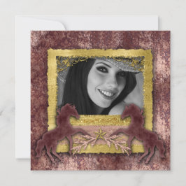 Convite Ocidental para Formando Dourado Cavalo de 