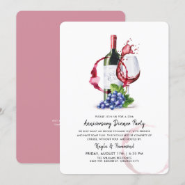 Convite Ocorrência de Jantar e Vinho Aniversário Estilo Ve
