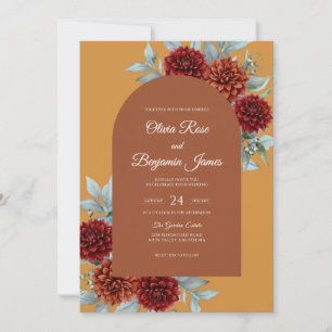 Convite Ocre Terracota Casamento Dahlia