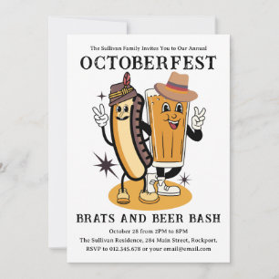 Convite Octoberfest Brats e Beer Fall Party Retro
