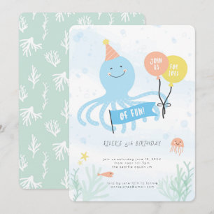 Convite Octopus Cute Sob O Mar