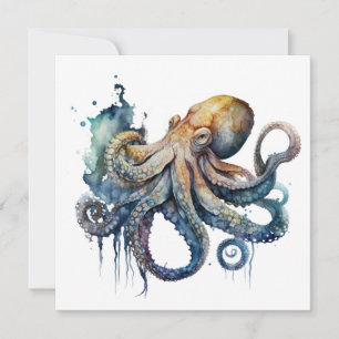 Convite Octopus de Aquarela