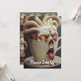 Convite Octopus de café surreal