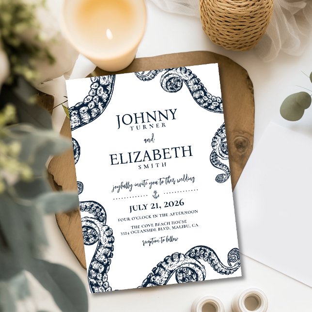 Convite Octopus Náutico marinho Tentacle Weditation Invita (Criador carregado)