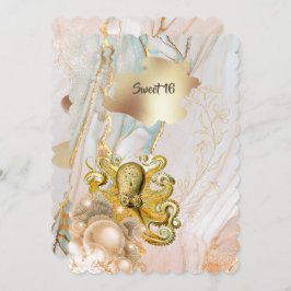 Convite Octopus, partido elegante de ouro marinho Quincean