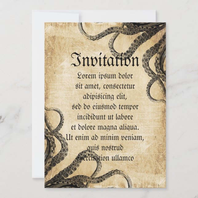 Convite Octopus Vintage (Frente)