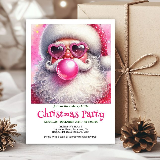 Convite Óculos de Coração do Papai Noel Engraçado Personal (Personalized Funny Santa Heart Glasses Christmas Invite

)