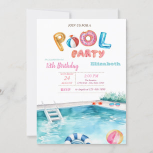 Convite Óculos de Flutuação na Piscina Festa de Aniversári