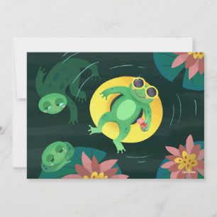 Convite Óculos de Sol Amarelos Sapo Natação DIY Em Branco