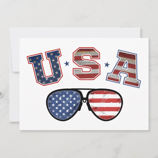 Convite Óculos de sol da bandeira americana dos EUA Vetera (Frente)