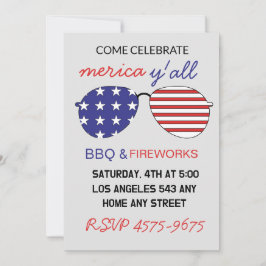 Convite Óculos de sol da bandeira americana Feliz 4 de jul