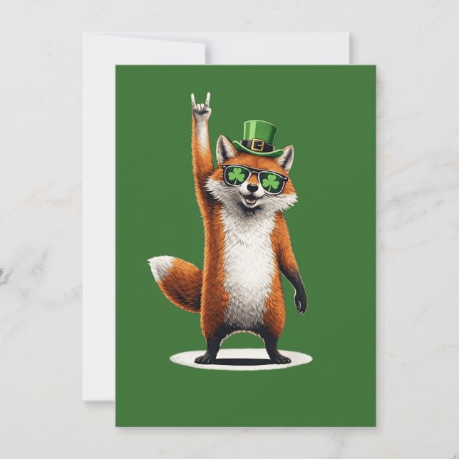 Convite Óculos de sol Shamrock Lucky Fox no dia de São Pat (Frente)