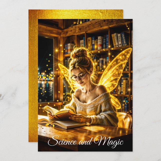 Convite Óculos e livros da fada de sonho (Frente/Verso)