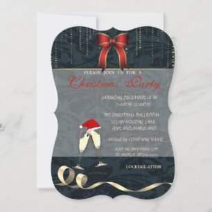 Convite Óculos Elegantes,Chapéu de Papai Noel ,Lazo,Festa 